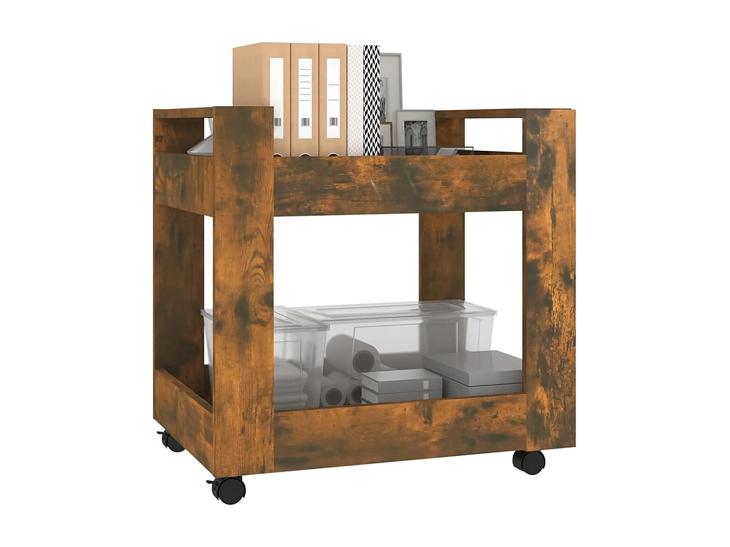 Armoire de bureau - Chariot de bureau Chêne fumé 60x45x60 cm Bois d'ingénierie FR756095