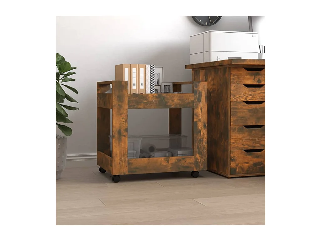 Armoire de bureau - Chariot de bureau Chêne fumé 60x45x60 cm Bois d'ingénierie FR756095
