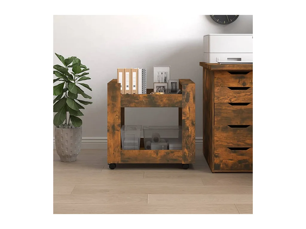 Trólei secretária 60x45x60 cm derivados madeira carvalho fumado PT468157