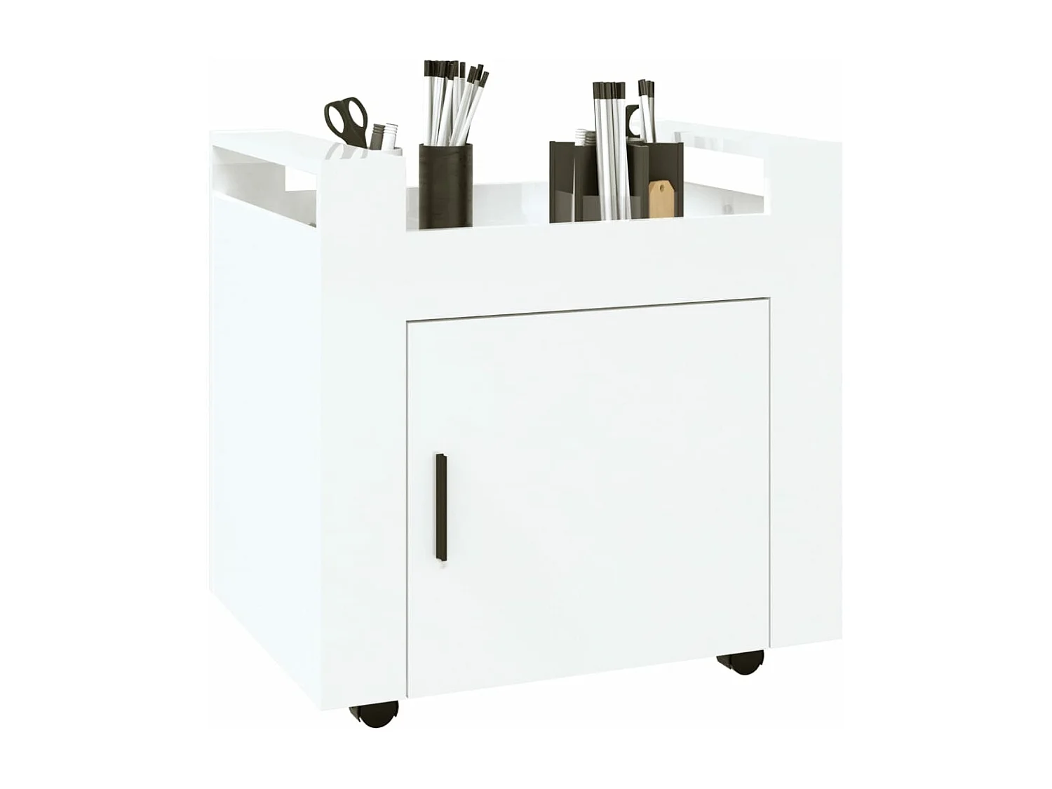 Carrinho secretária 60x45x60cm deriv. madeira branco brilhante PT208997