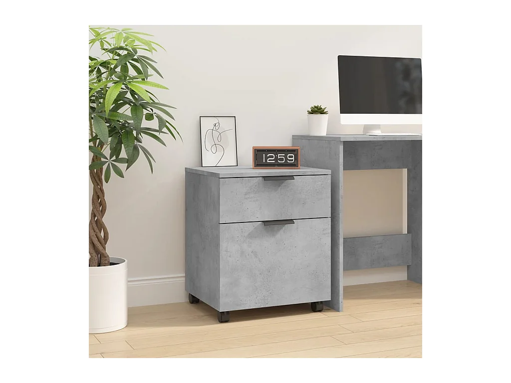 Armoire de bureau - Classeur mobile avec roues Gris béton 45x38x54 cm FR542255