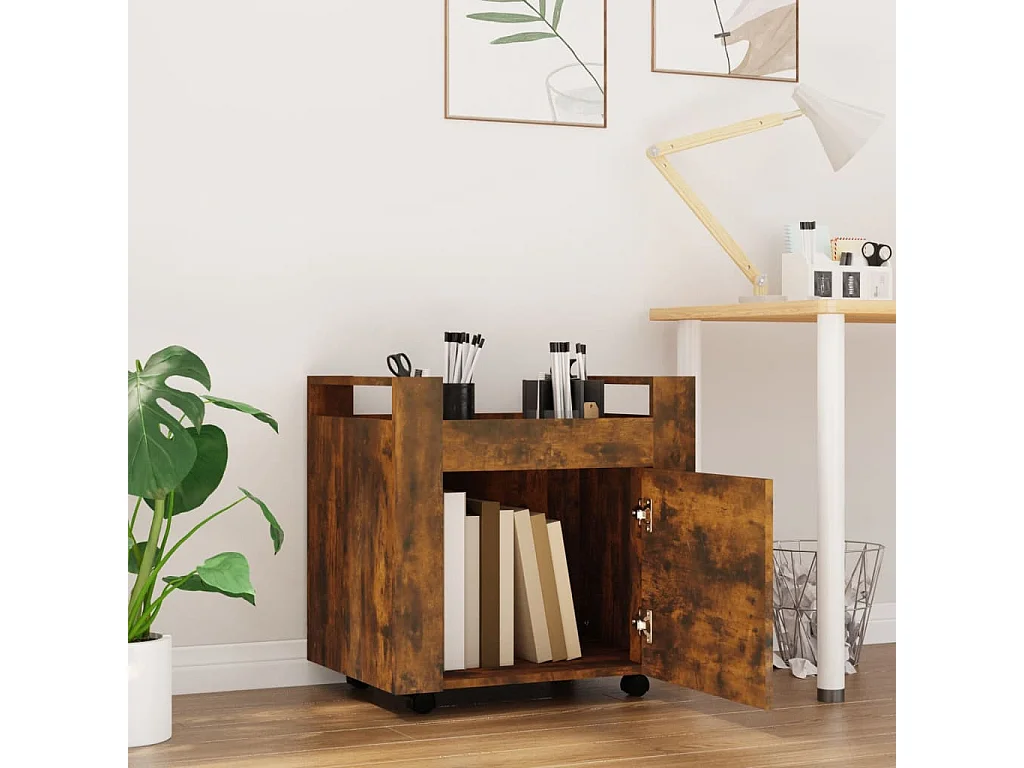 Bureaukastje 60x45x60 cm bewerkt hout gerookt eikenkleurig BE789030