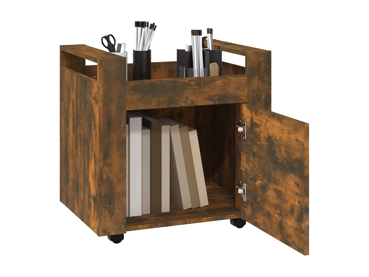 Bureaukastje 60x45x60 cm bewerkt hout gerookt eikenkleurig BE789030