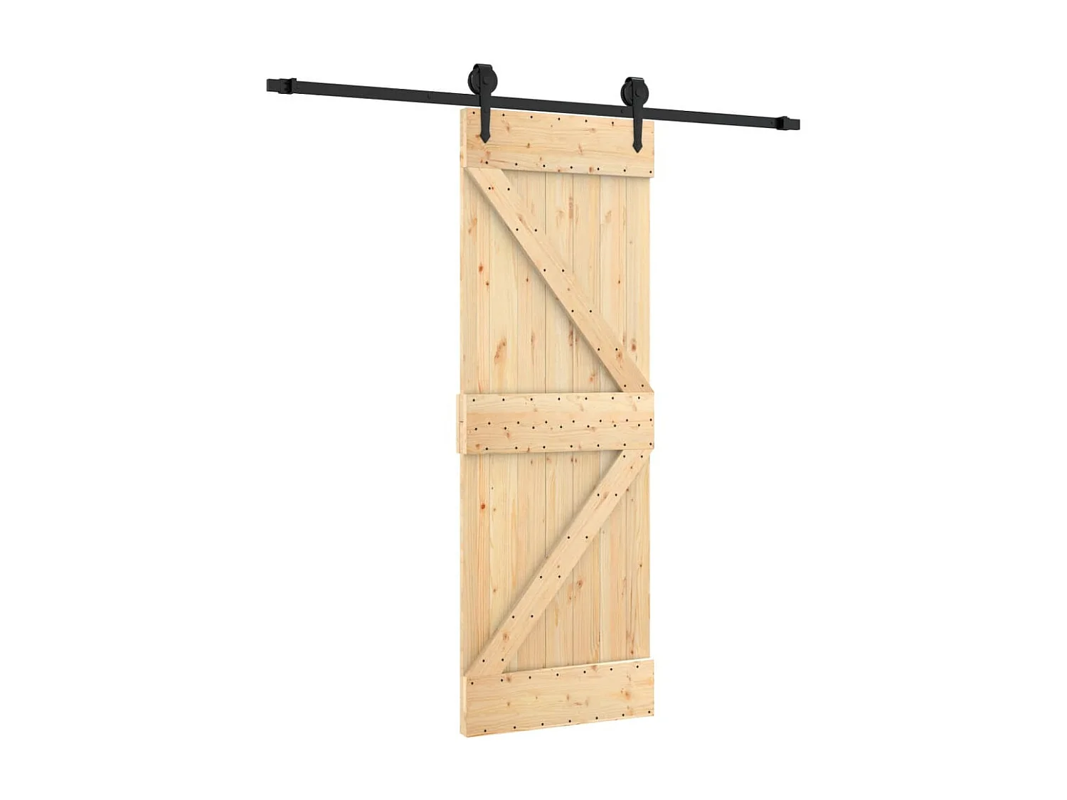 Porte coulissante et kit de quincaillerie 70x210 cm pin massif FR815699