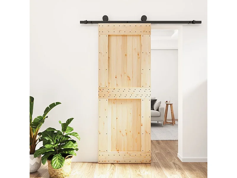 Puerta corredera con herrajes madera maciza de pino 80x210 cm ES251124