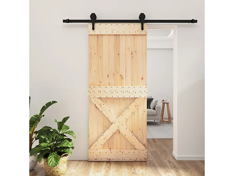 Schuifdeur met beslag 90x210 cm massief grenenhout BE376831