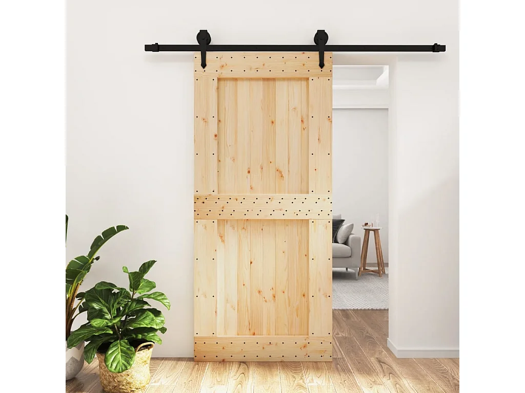 Schuifdeur met beslag 95x210 cm massief grenenhout BE317100