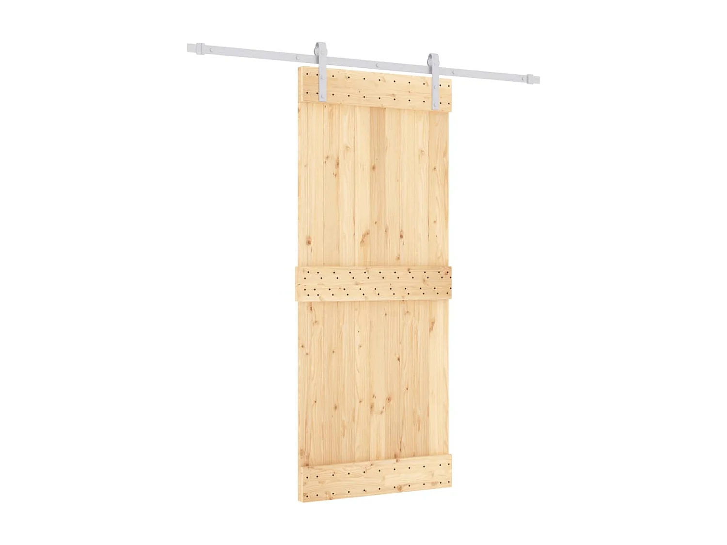 Porte coulissante et kit de quincaillerie 85x210 cm pin massif FR615033