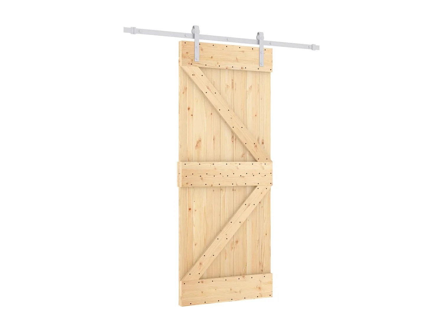 Porte coulissante et kit de quincaillerie 80x210 cm pin massif FR784317