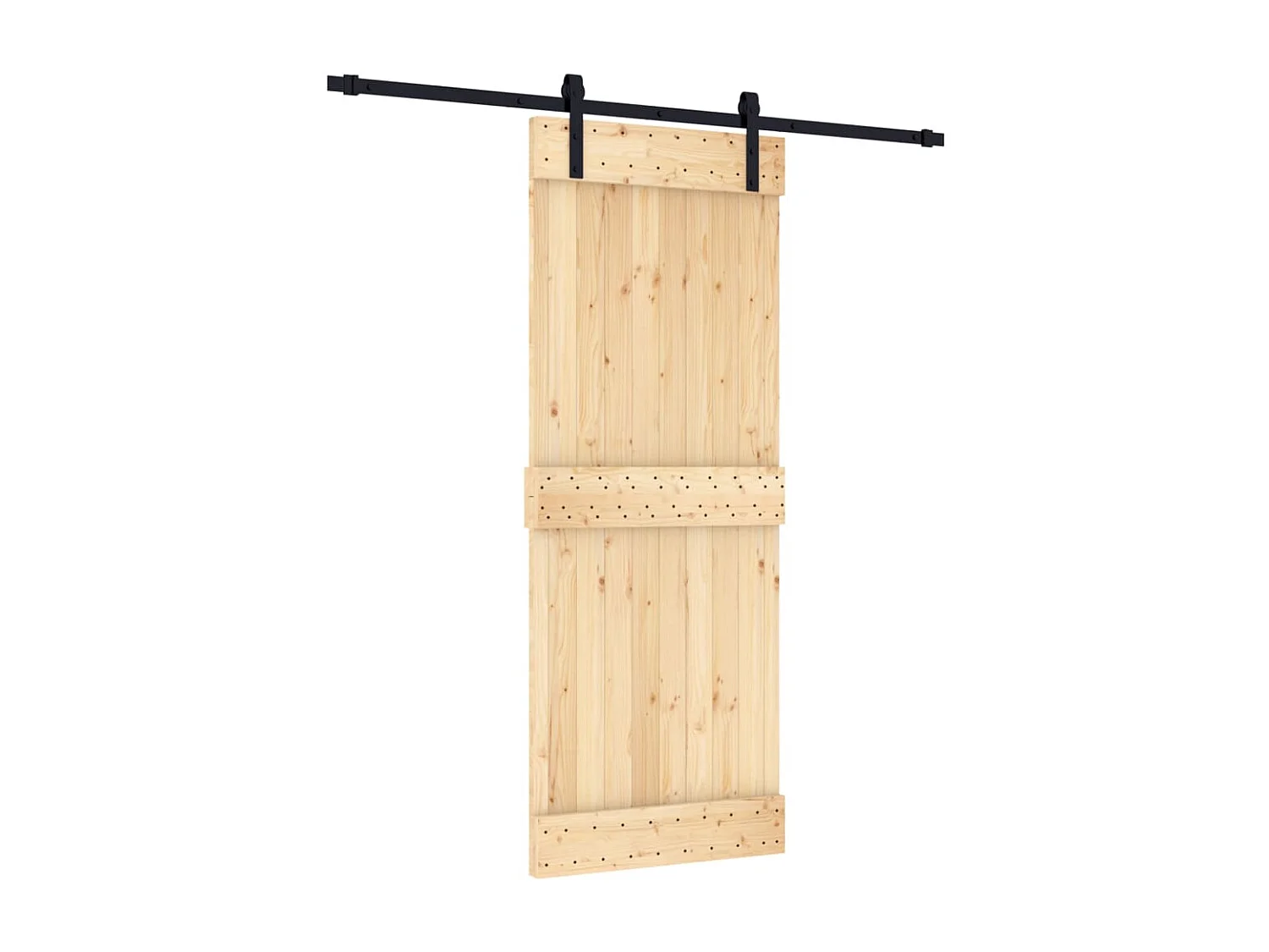 Puerta corredera con herrajes madera maciza de pino 80x210 cm ES205213