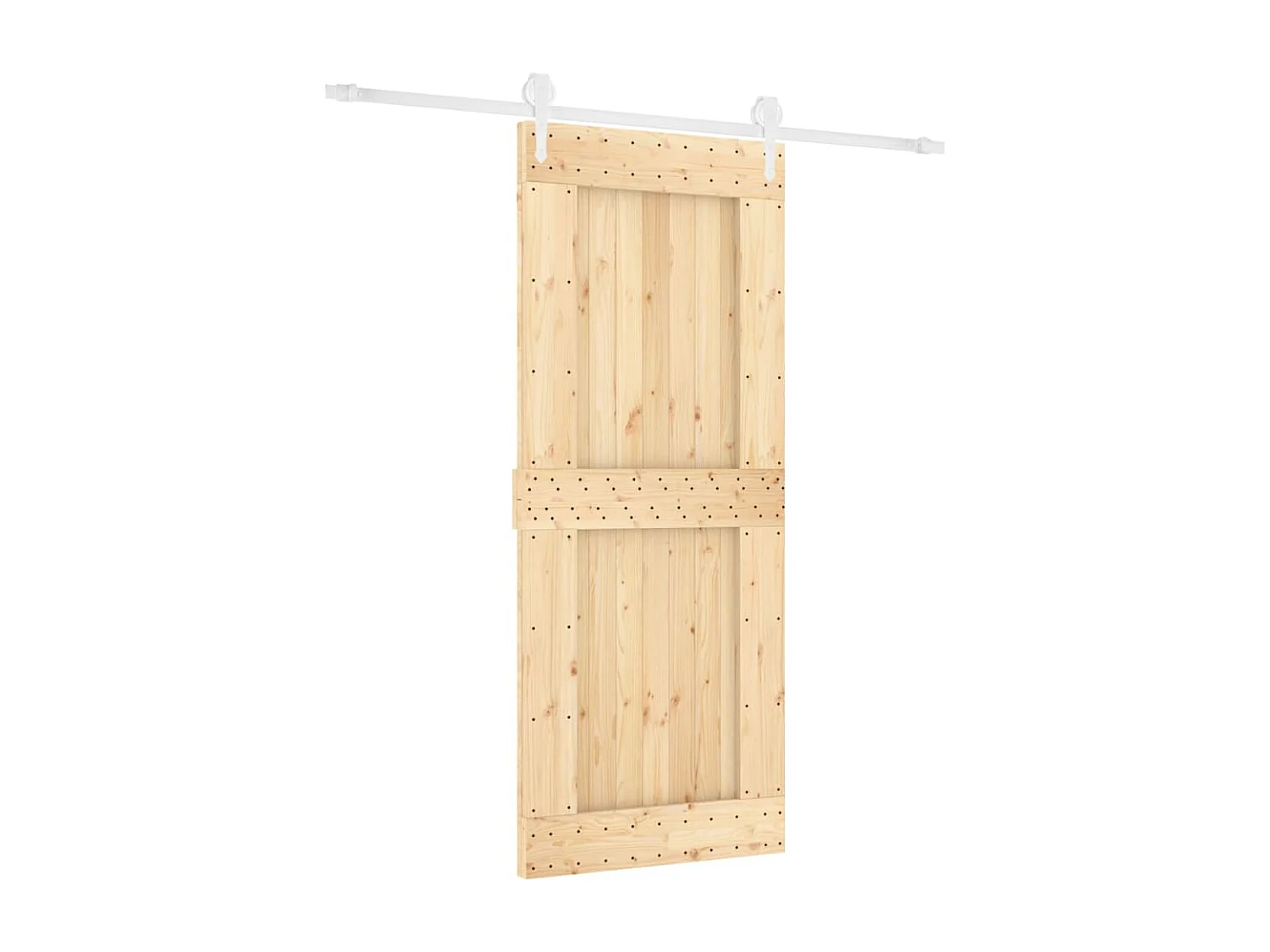 Puerta corredera con herrajes madera maciza de pino 85x210 cm ES944369