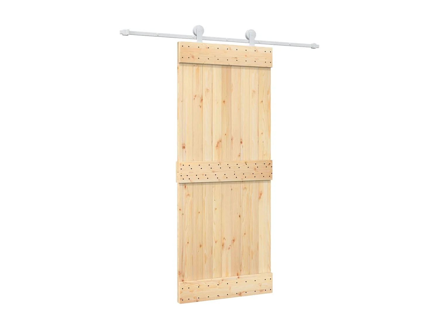 Porte coulissante et kit de quincaillerie 85x210 cm pin massif FR764257