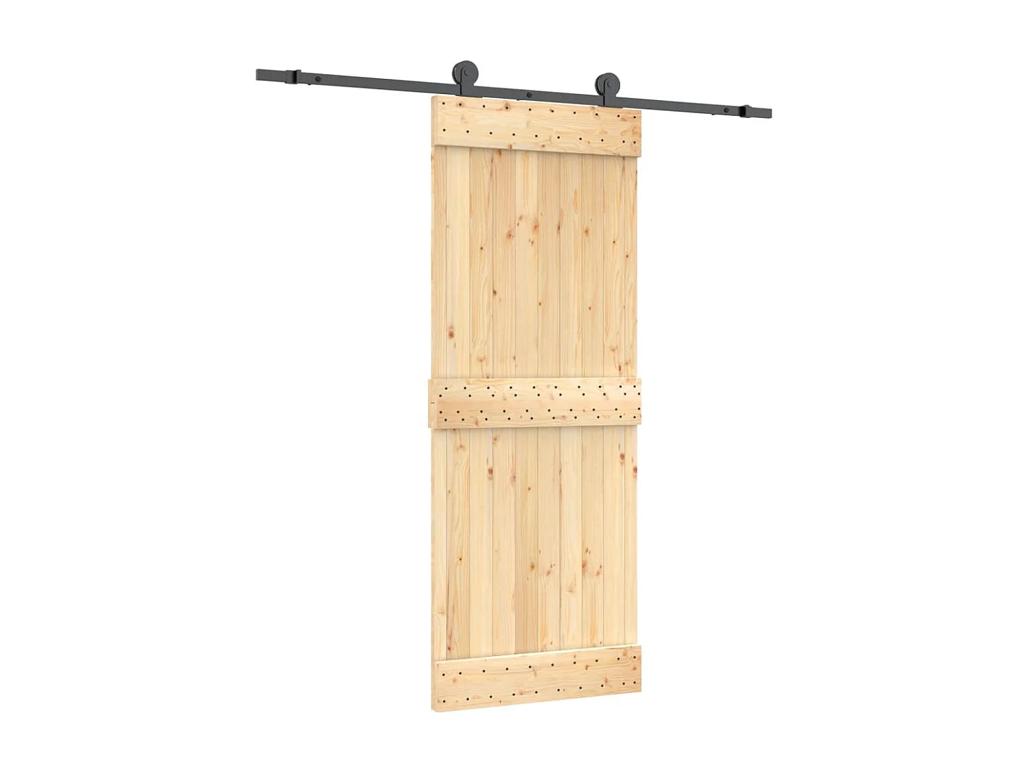 Puerta corredera con herrajes madera maciza de pino 80x210 cm ES182831