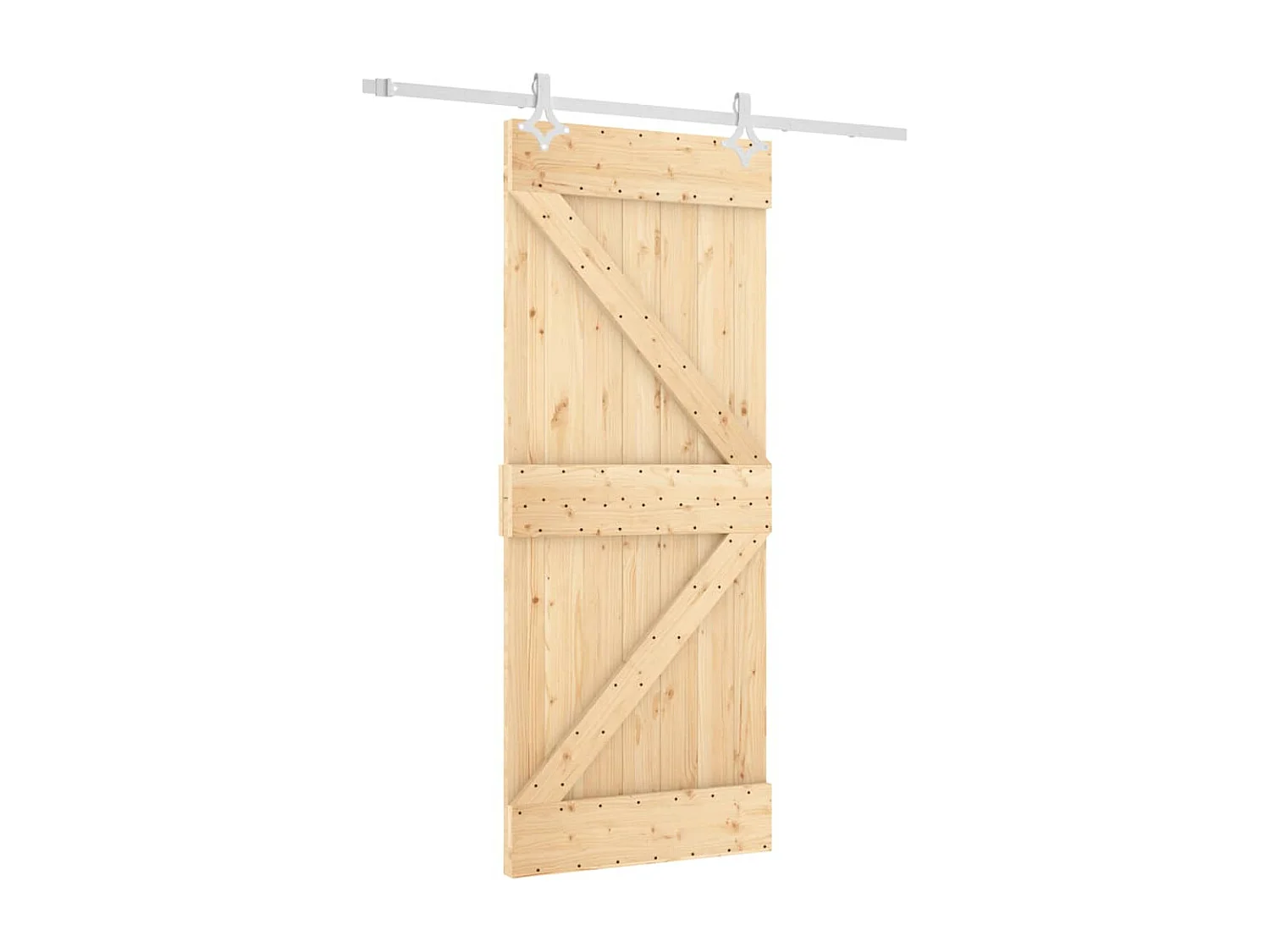 Porte coulissante et kit de quincaillerie 85x210 cm pin massif FR988265