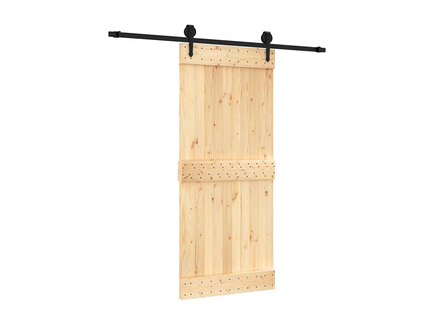 Puerta corredera con herrajes madera maciza de pino 90x210 cm ES867240