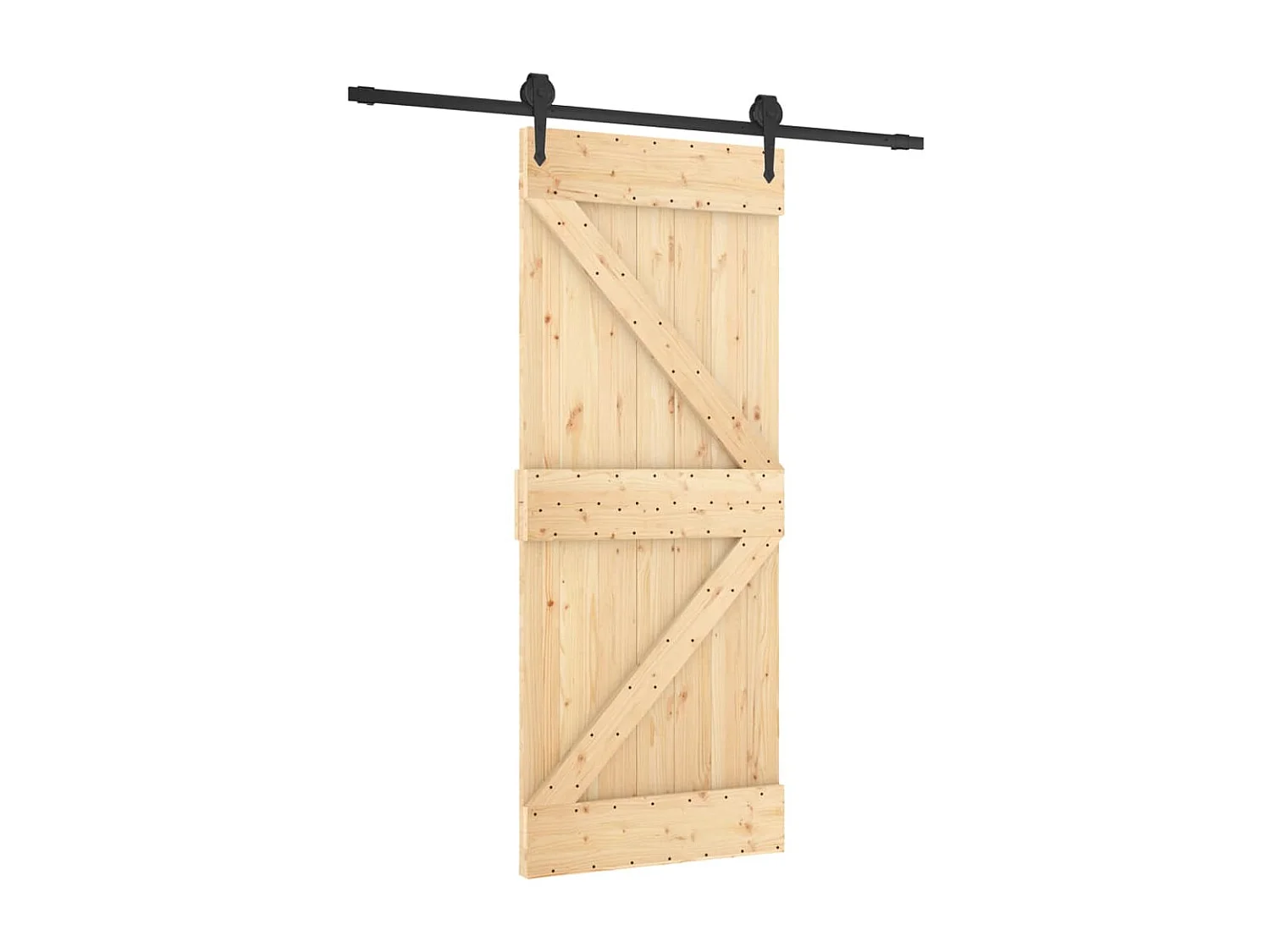 Porte coulissante et kit de quincaillerie 85x210 cm pin massif FR512619
