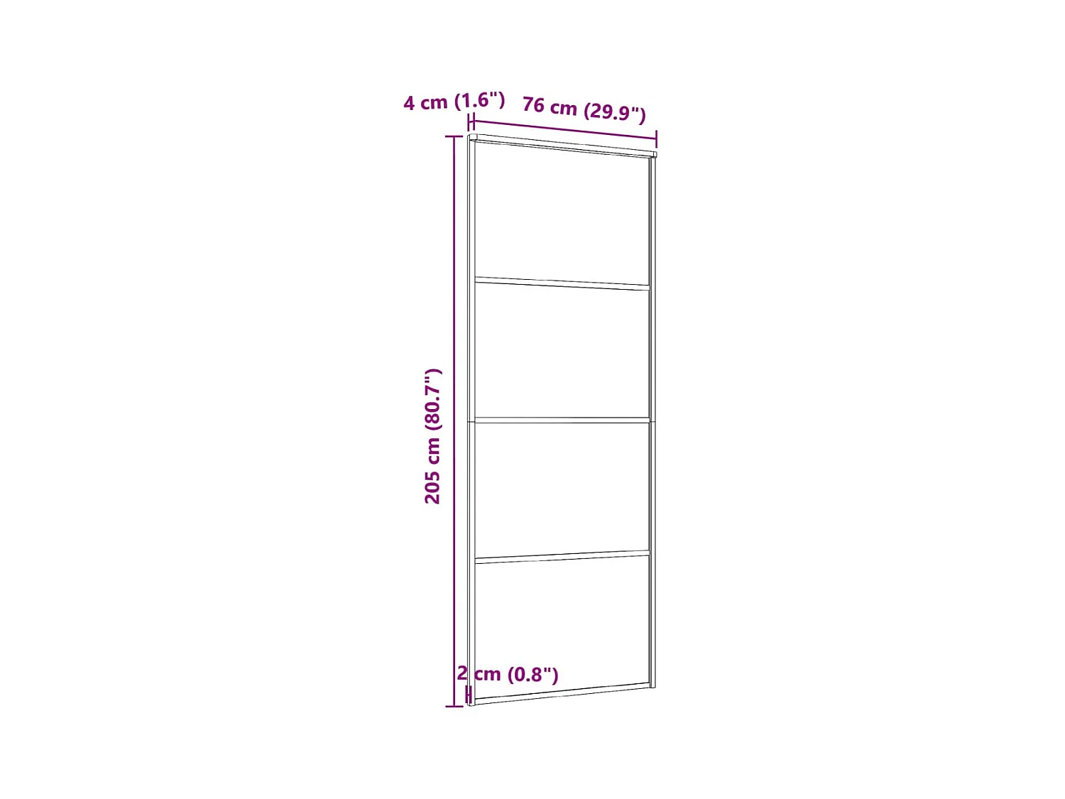 Porte coulissante Aluminium et verre ESG 76x205 cm Noir FR725632