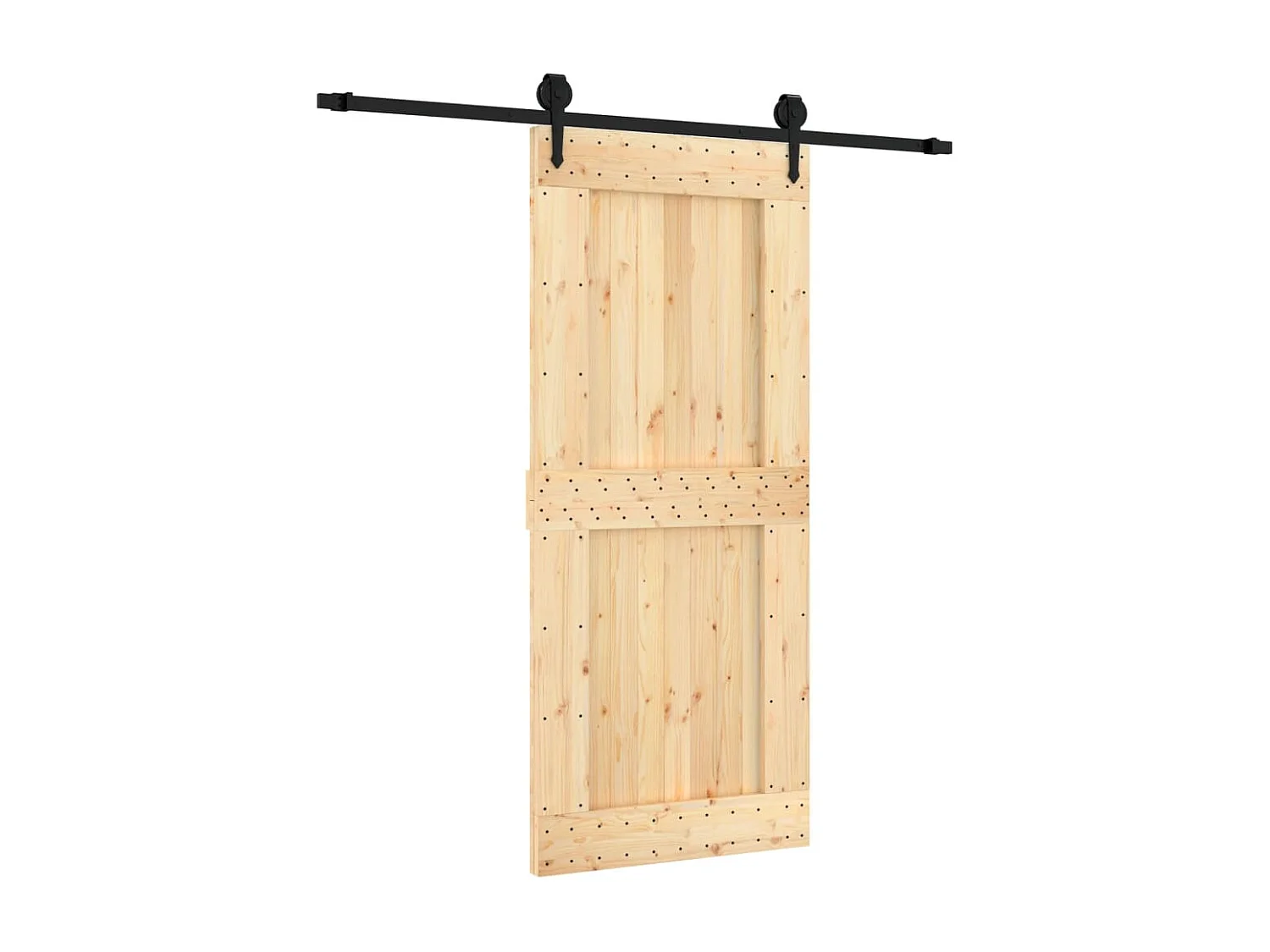 Porte coulissante et kit de quincaillerie 90x210 cm pin massif FR510646