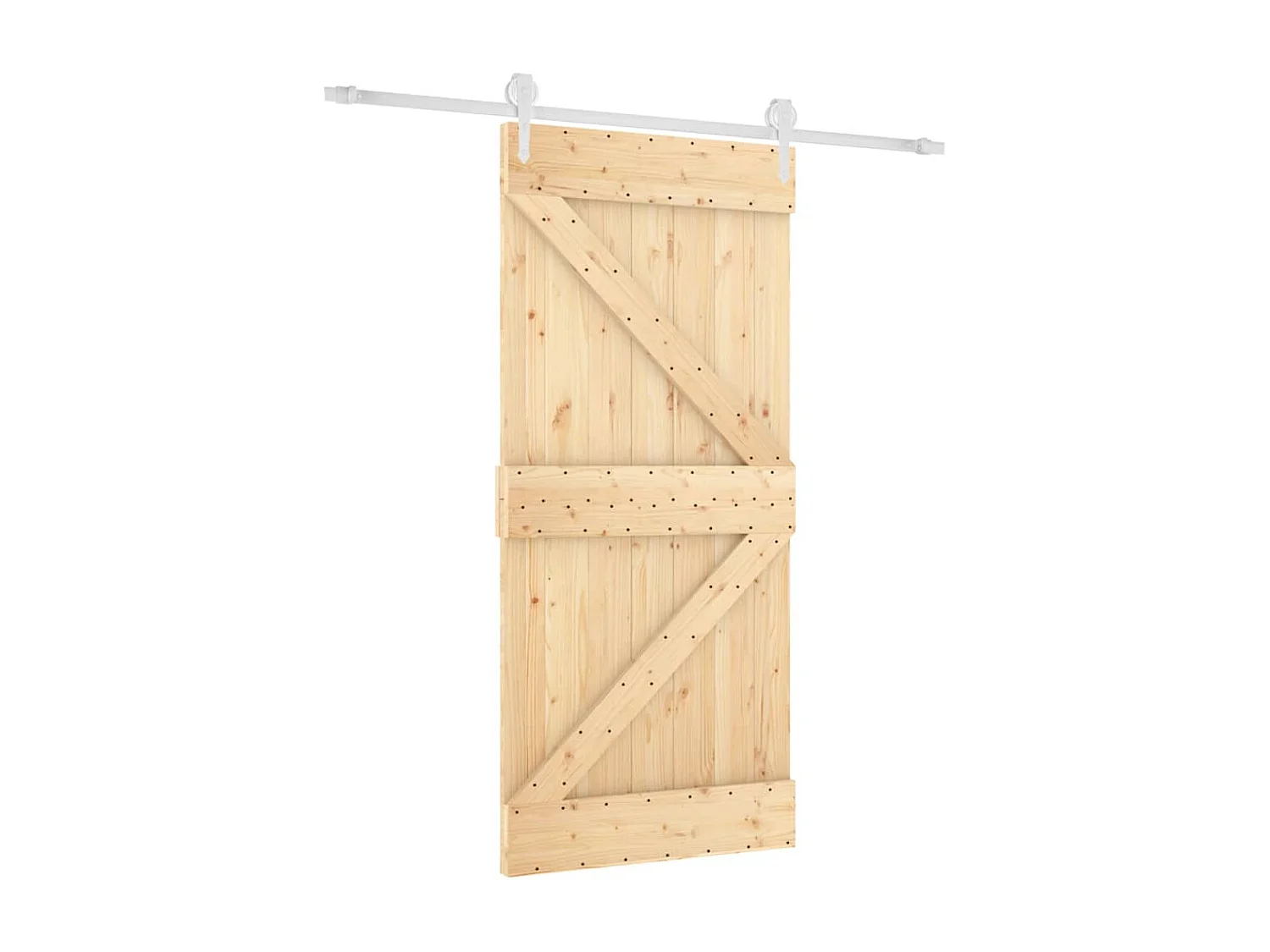 Porte coulissante et kit de quincaillerie 95x210 cm pin massif FR958051