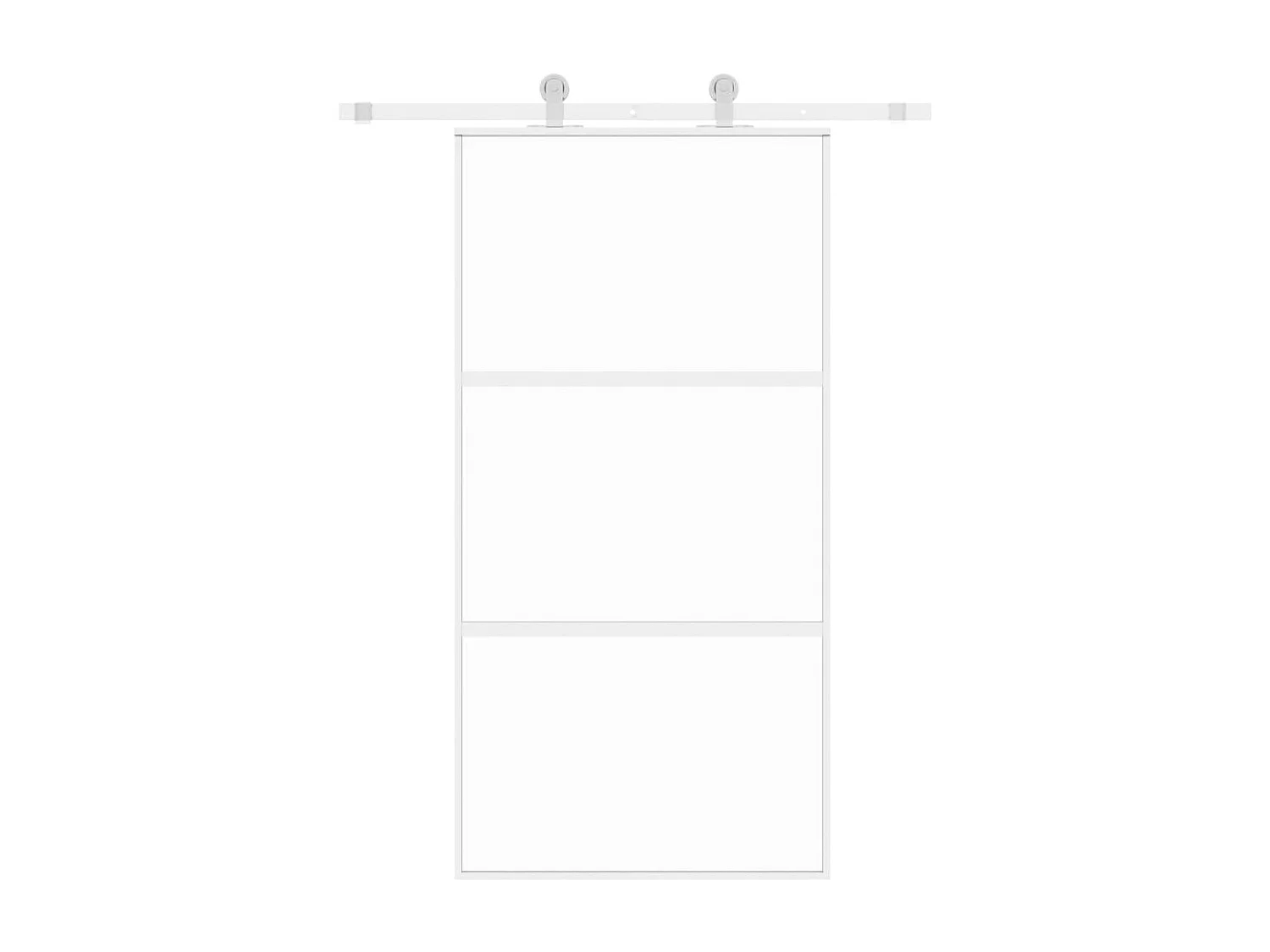 Porte coulissante blanc 102,5x205 cm verre trempé aluminium FR556243