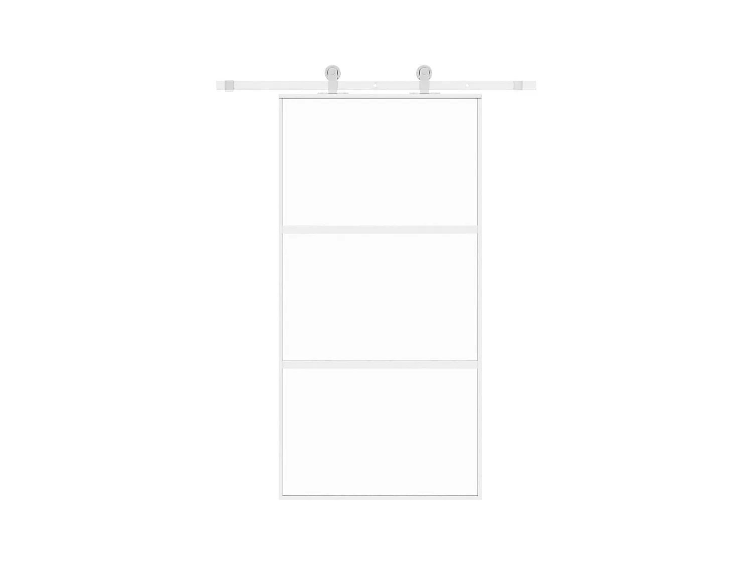 Porte coulissante blanc 102,5x205 cm verre trempé aluminium FR556243