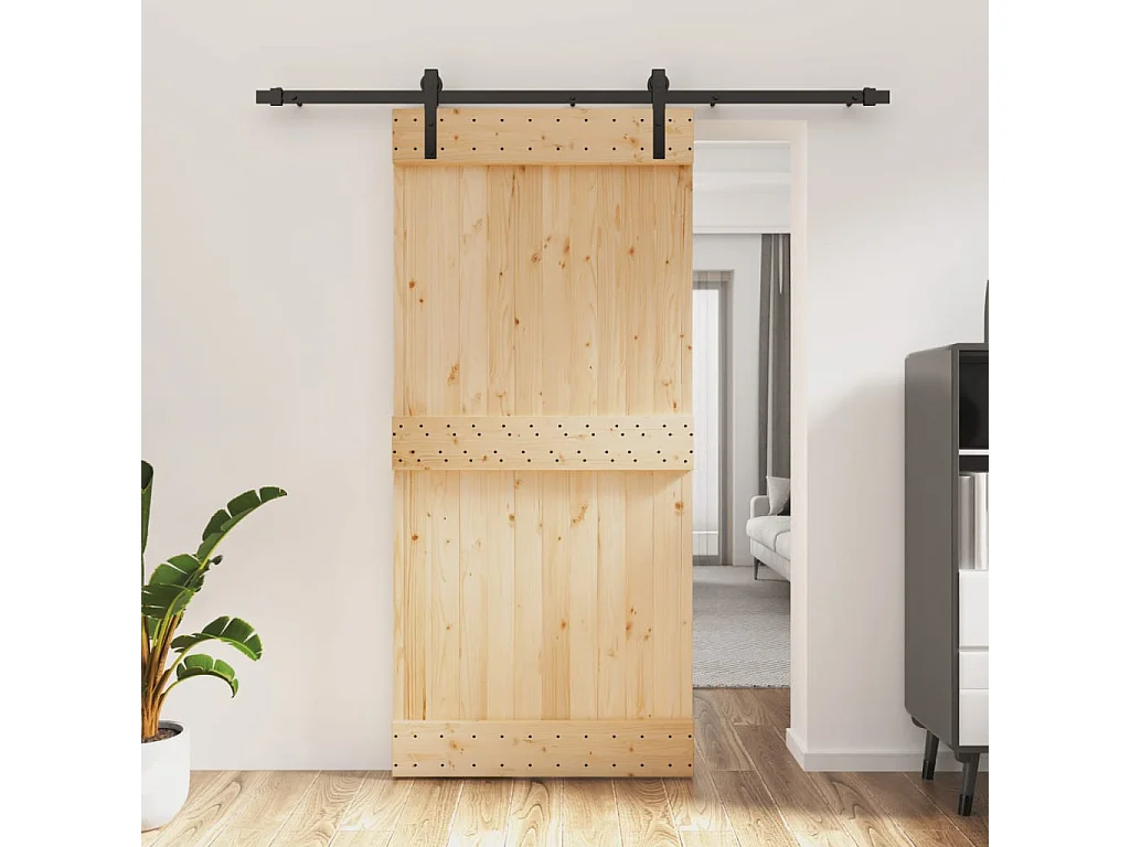 Schuifdeur met beslag 95x210 cm massief grenenhout BE380021