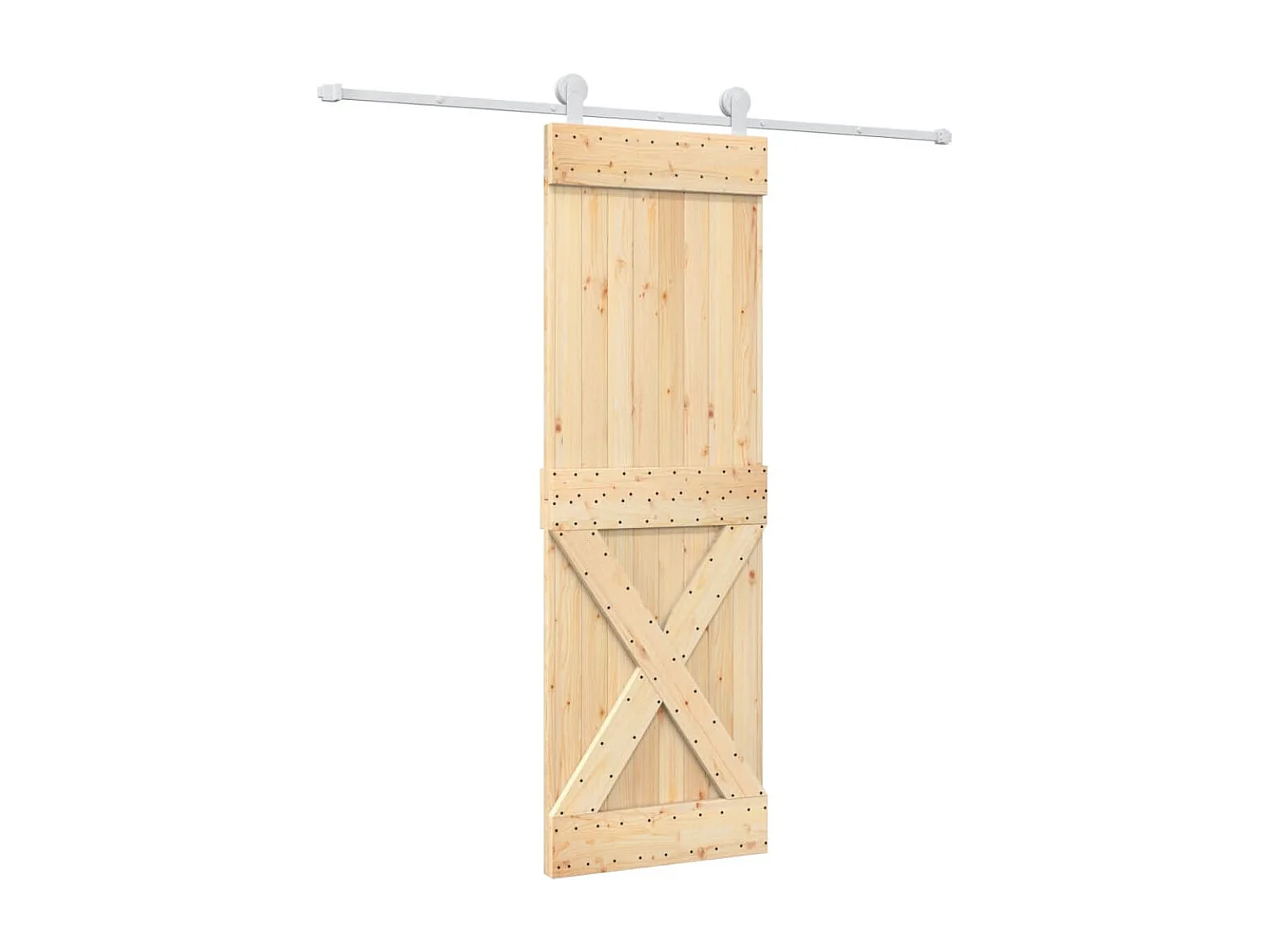 Puerta corredera con herrajes madera maciza de pino 70x210 cm ES913034