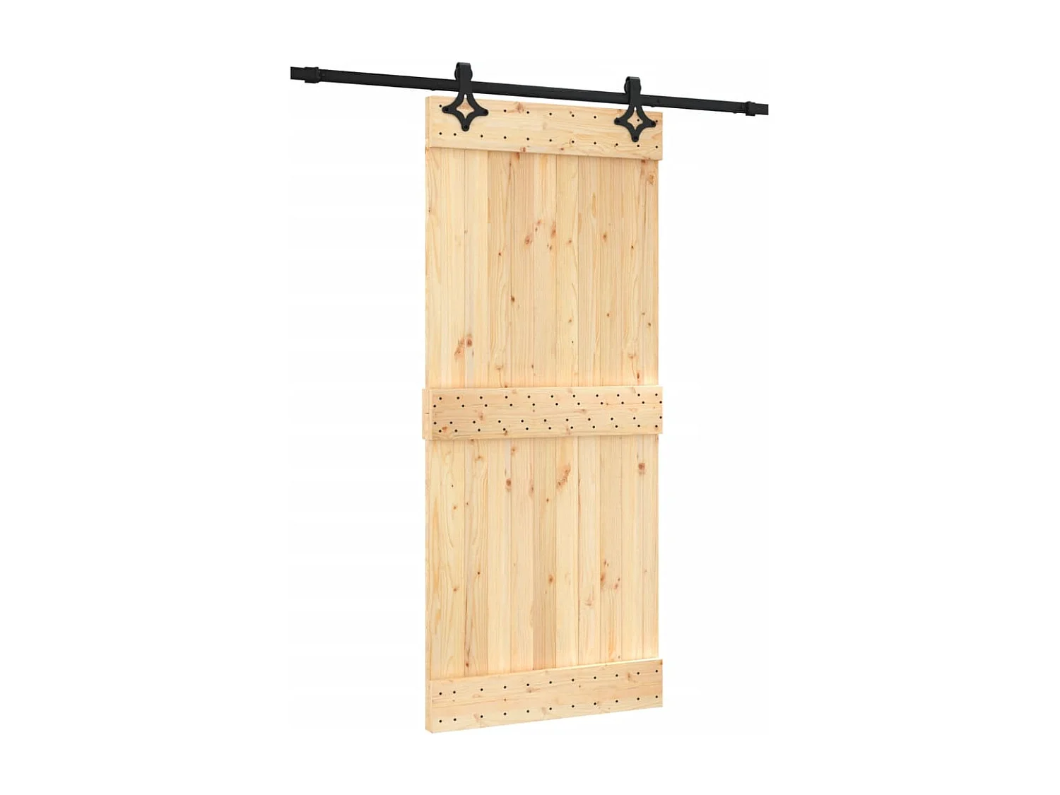 Porte coulissante et kit de quincaillerie 90x210 cm pin massif FR175733