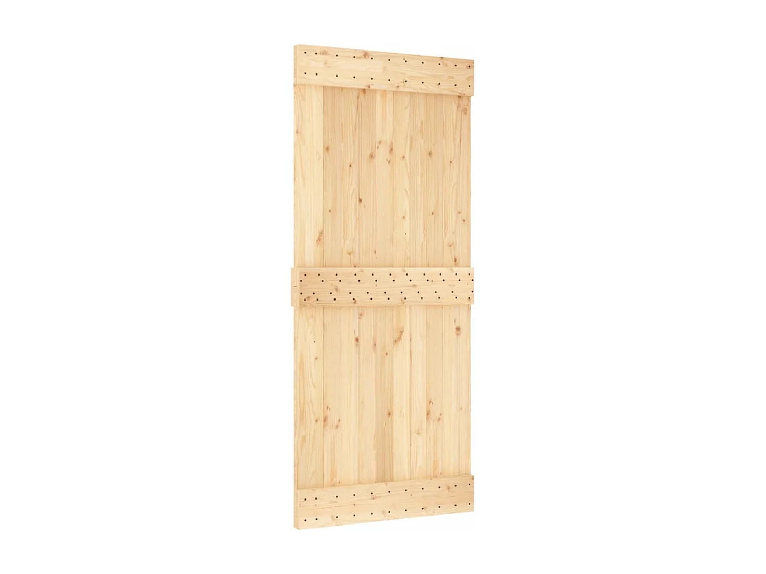Porte coulissante et kit de quincaillerie 90x210 cm pin massif FR175733