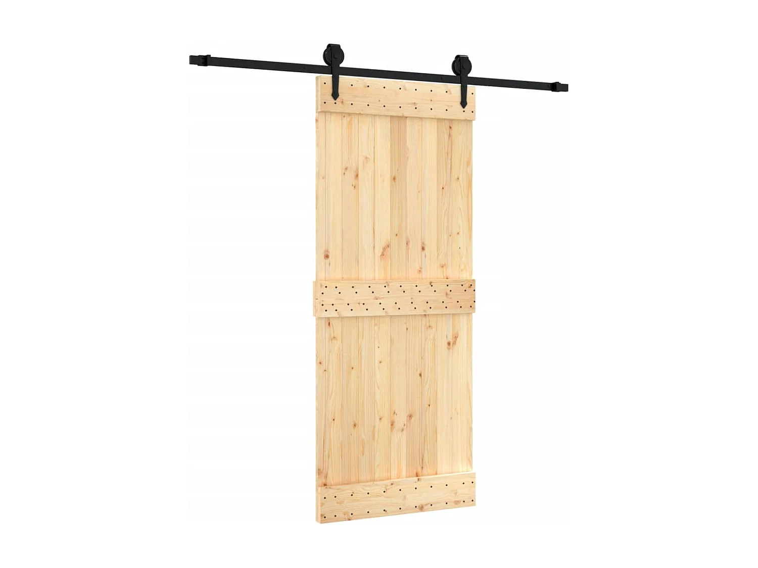 Porte coulissante et kit de quincaillerie 85x210 cm pin massif FR749726