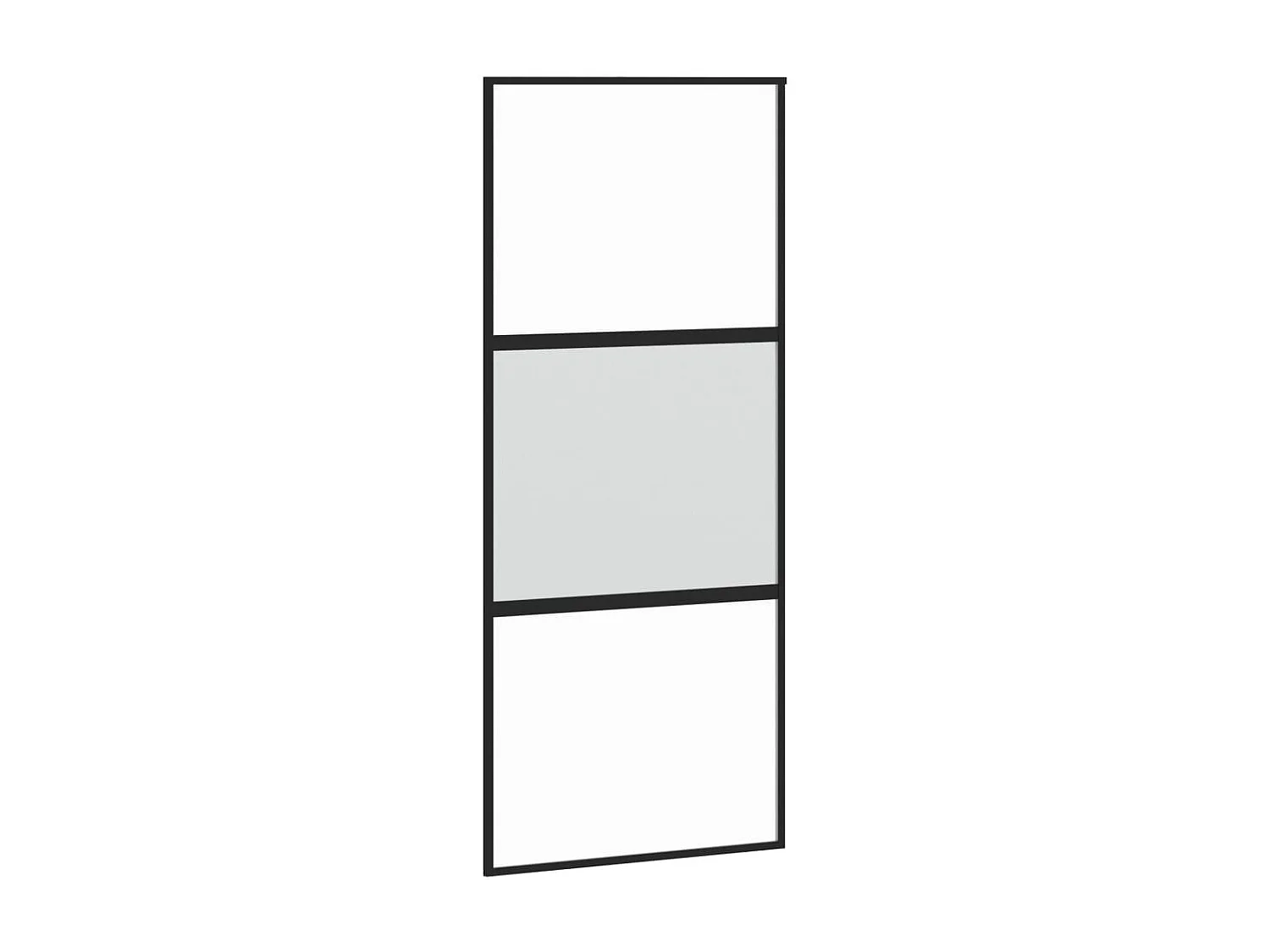 Porte coulissante noir 90x205 cm verre trempé aluminium FR360092