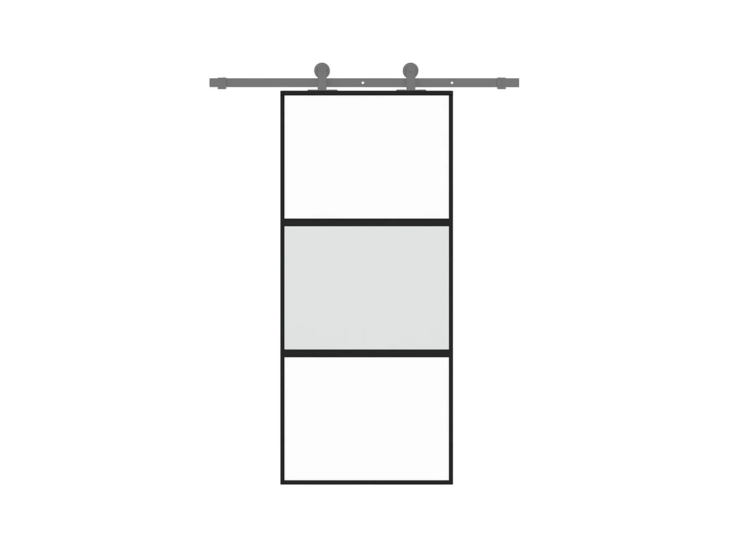 Porte coulissante noir 90x205 cm verre trempé aluminium FR360092