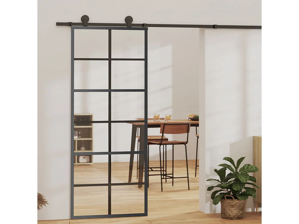 Porte coulissante et quincaillerie Verre ESG/Aluminium 76x205cm FR612361