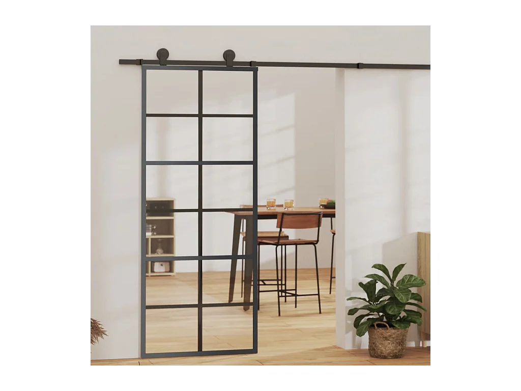 Porte coulissante et quincaillerie Verre ESG/Aluminium 76x205cm FR612361
