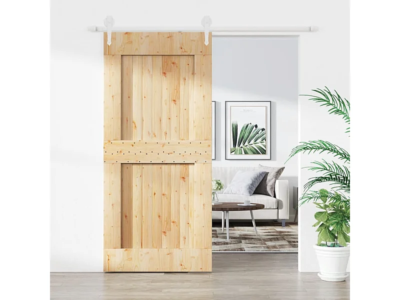 Schuifdeur met beslag 95x210 cm massief grenenhout BE305707