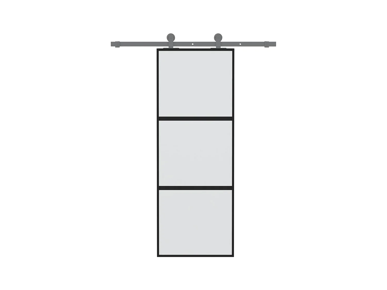 Porte coulissante noir 76x205 cm verre trempé aluminium FR390530
