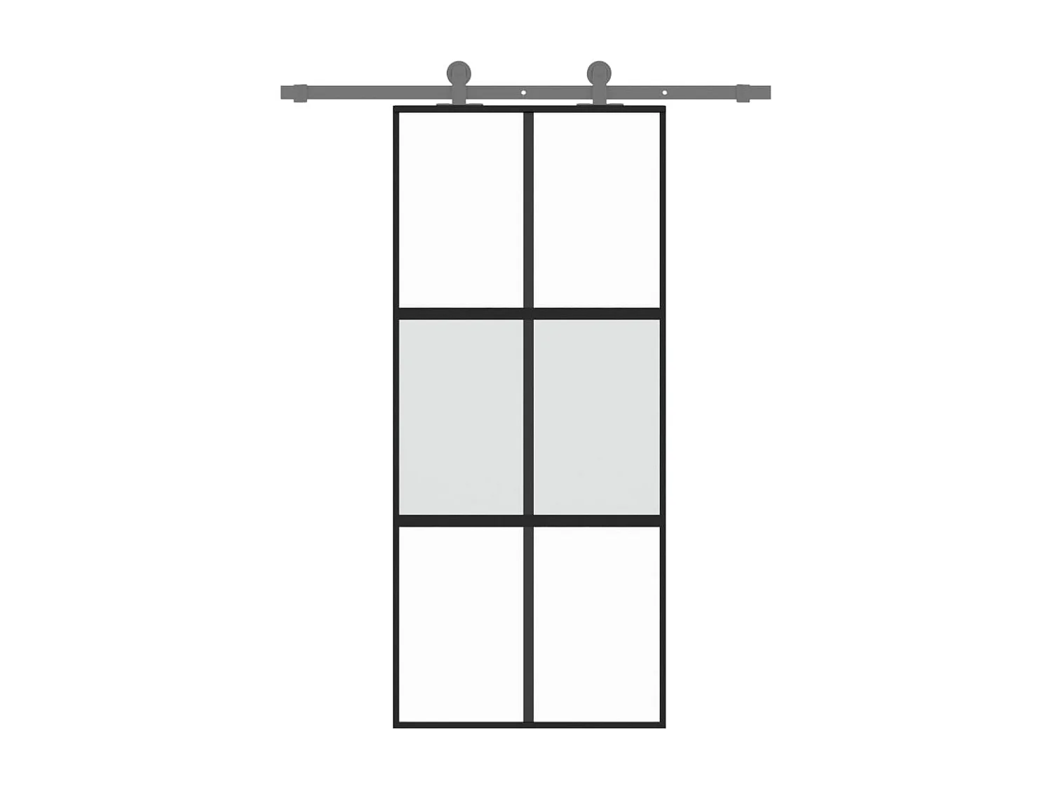 Porte coulissante noir 90x205 cm verre trempé aluminium FR359840