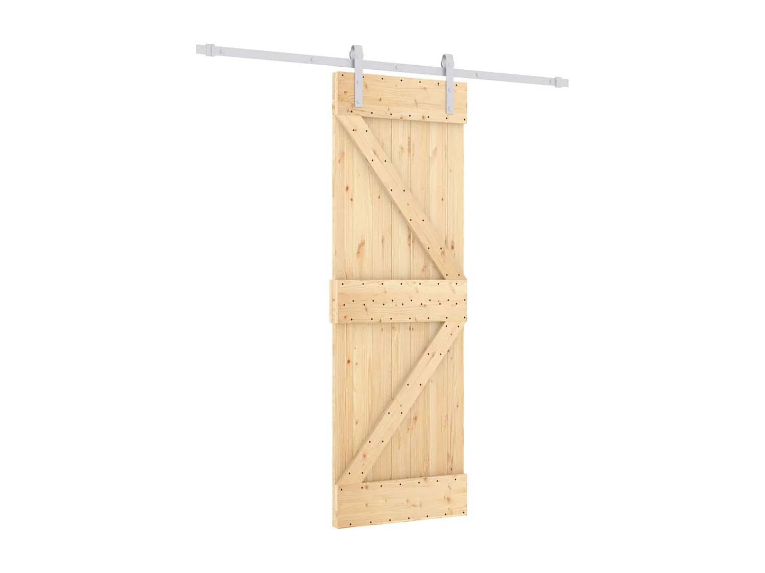 Porta de correr com ferragens 70x210 cm madeira de pinho maciça PT492385