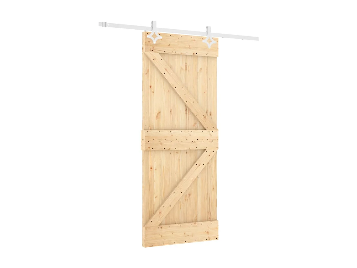 Porte coulissante et kit de quincaillerie 80x210 cm pin massif FR161464