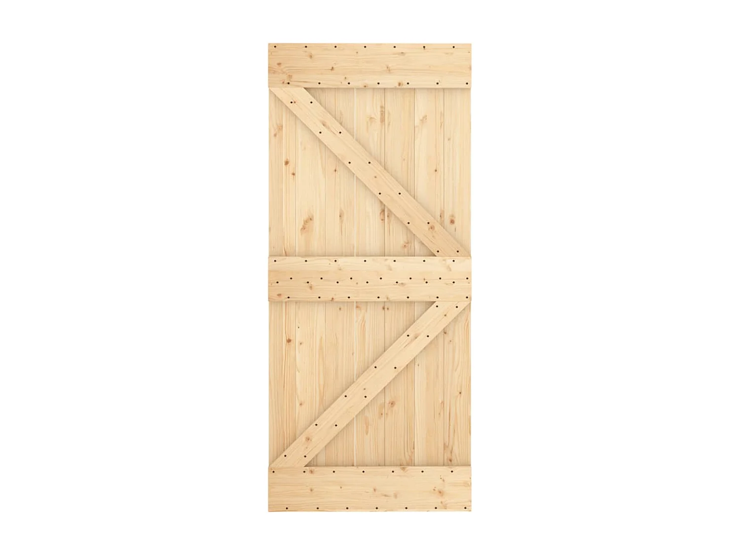 Puerta corredera con herrajes madera maciza de pino 90x210 cm ES393794