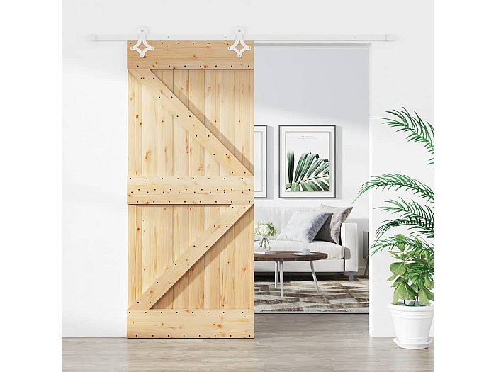 Porte coulissante et kit de quincaillerie 70x210 cm pin massif | Leroy Merlin