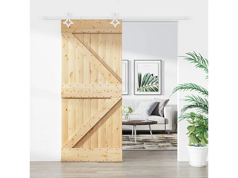 Schuifdeur met beslag 90x210 cm massief grenenhout BE871972