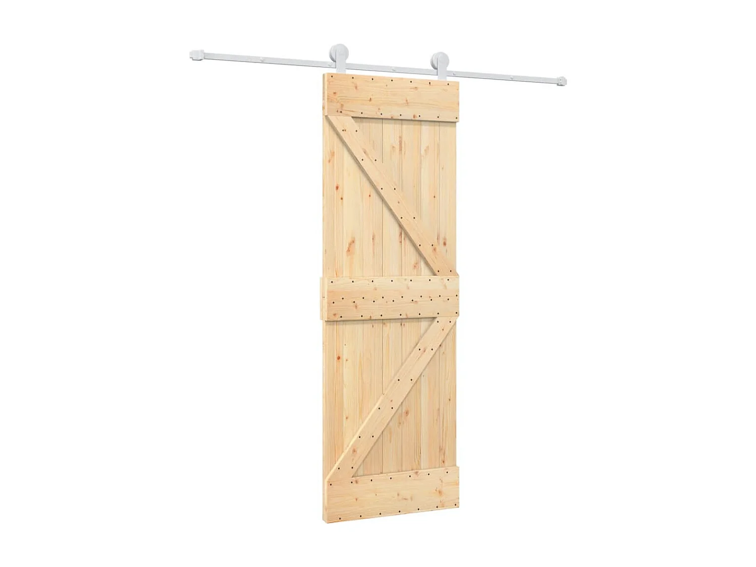 Porte coulissante et kit de quincaillerie 70x210 cm pin massif FR563086