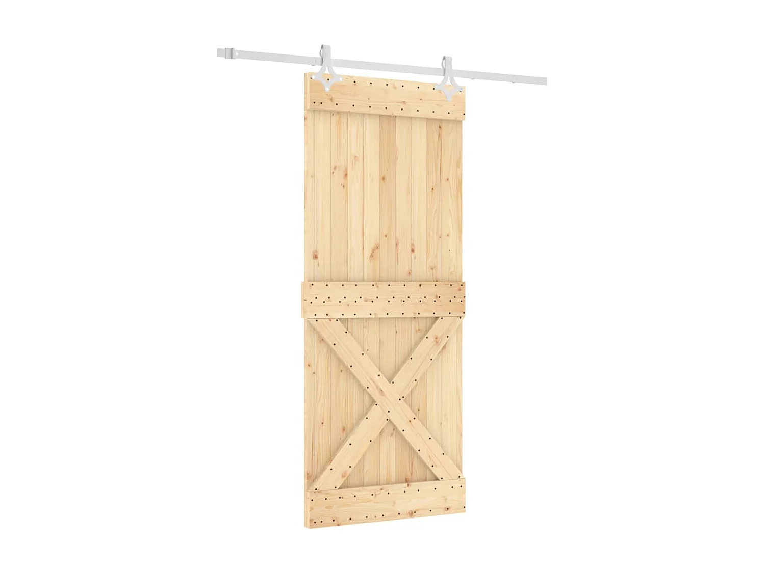 Porta de correr com ferragens 85x210 cm madeira de pinho maciça PT841173