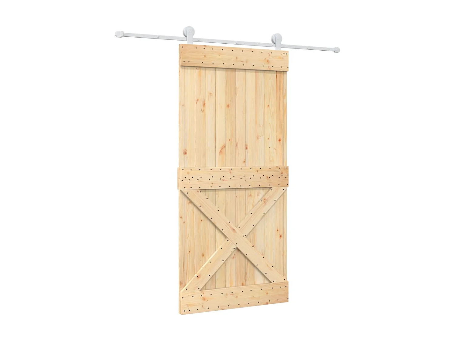 Puerta corredera con herrajes madera maciza de pino 95x210 cm ES525472