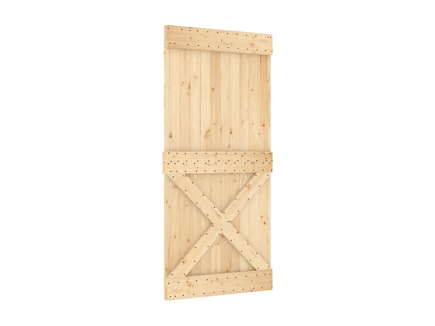 Puerta corredera con herrajes madera maciza de pino 95x210 cm ES525472