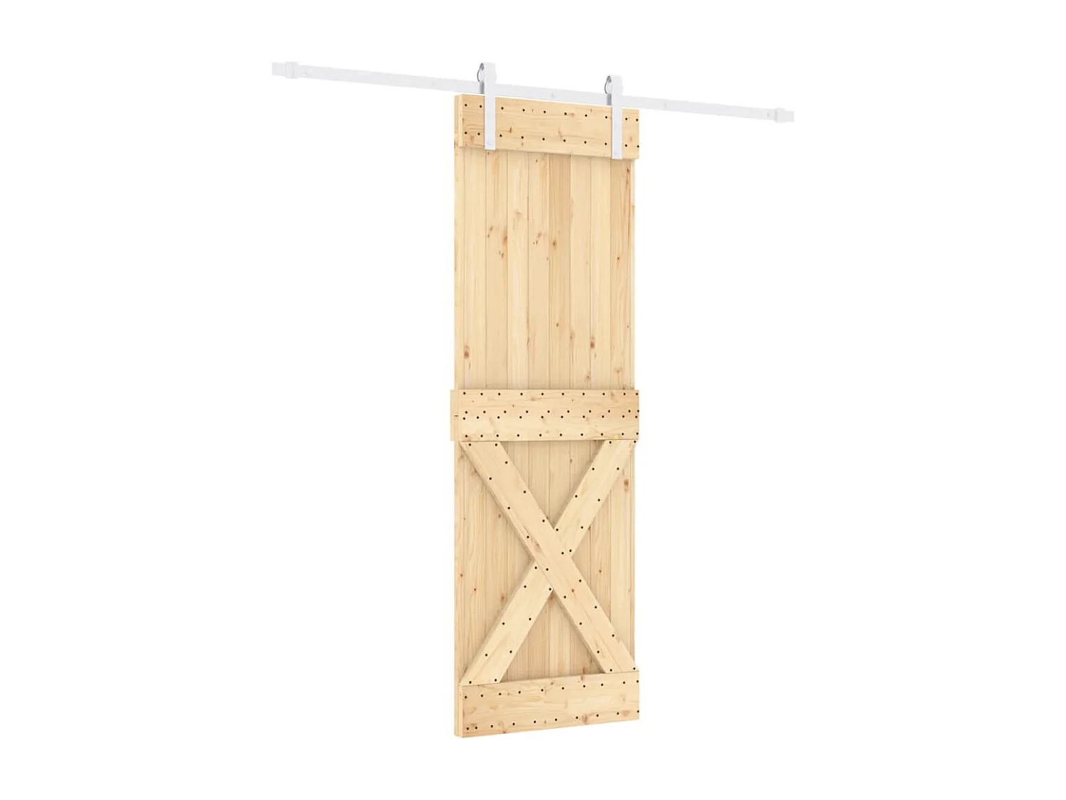 Porte coulissante et kit de quincaillerie 70x210 cm pin massif FR226482