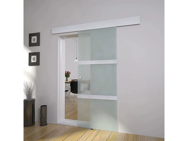 Porte coulissante Verre et aluminium 178 cm Argenté FR408010