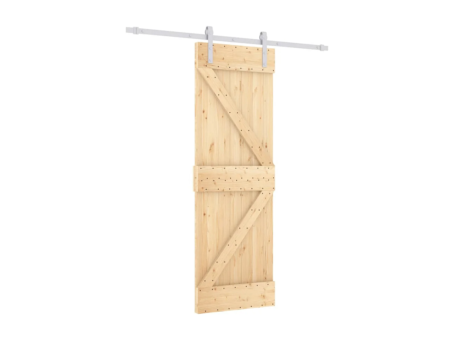 Puerta corredera con herrajes madera maciza de pino 70x210 cm ES858175