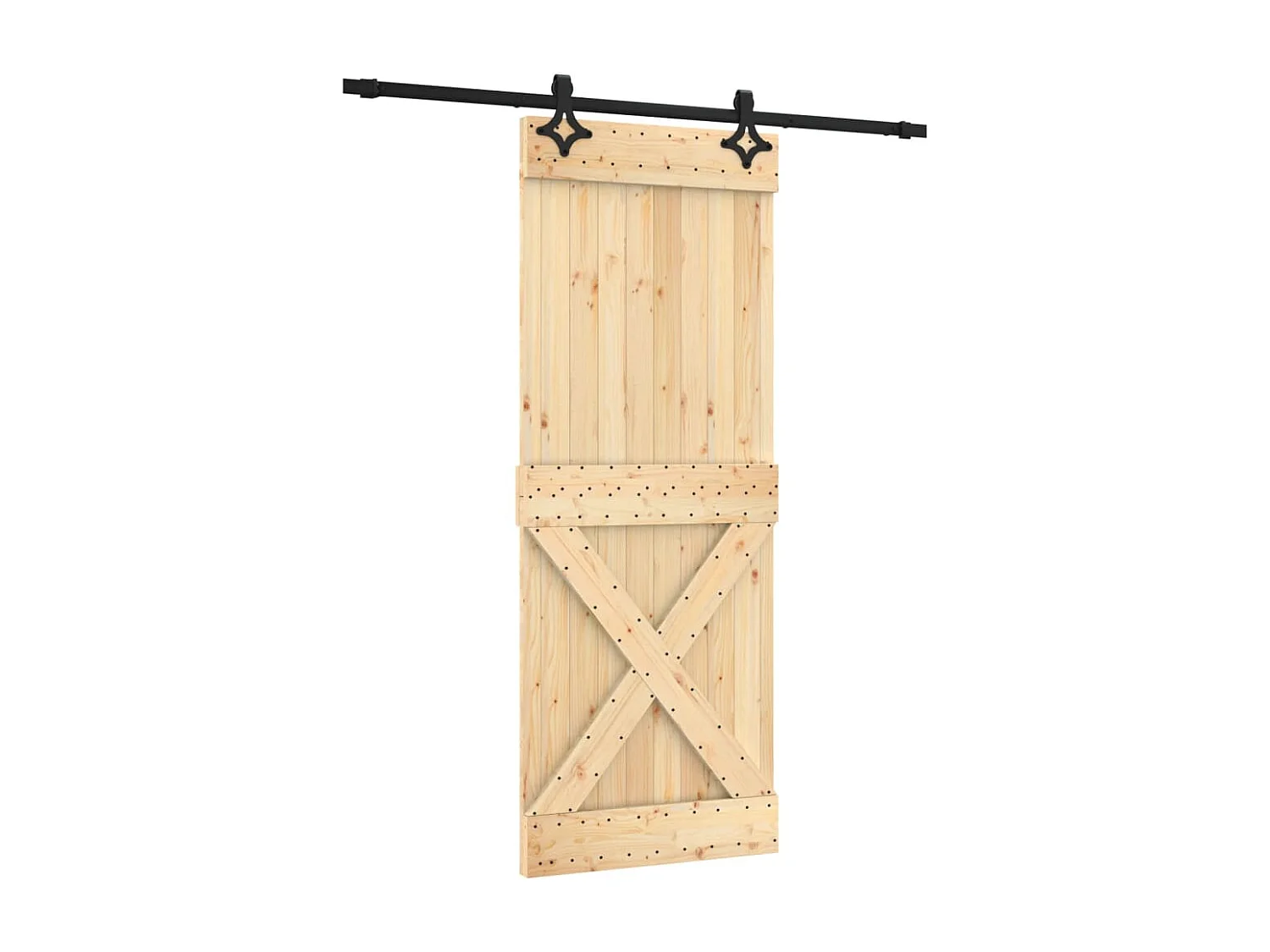 Puerta corredera con herrajes madera maciza de pino 80x210 cm ES975841